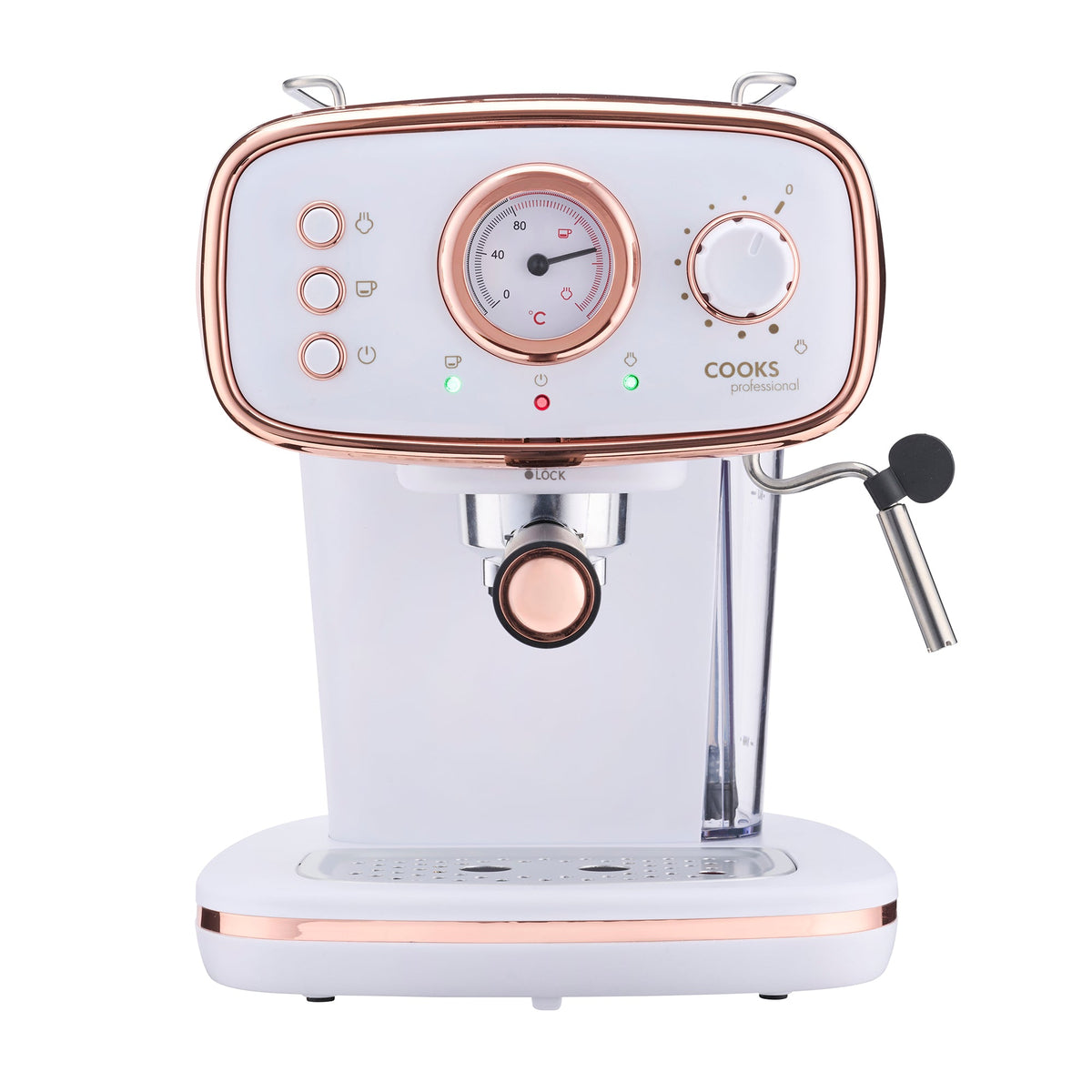 15-bar Retro Espresso Coffee Machine With Steam Wand | White & Copper