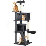 Cat Tree Tower With Sisal Scratching Posts, Condos | 180cm | Dark Grey