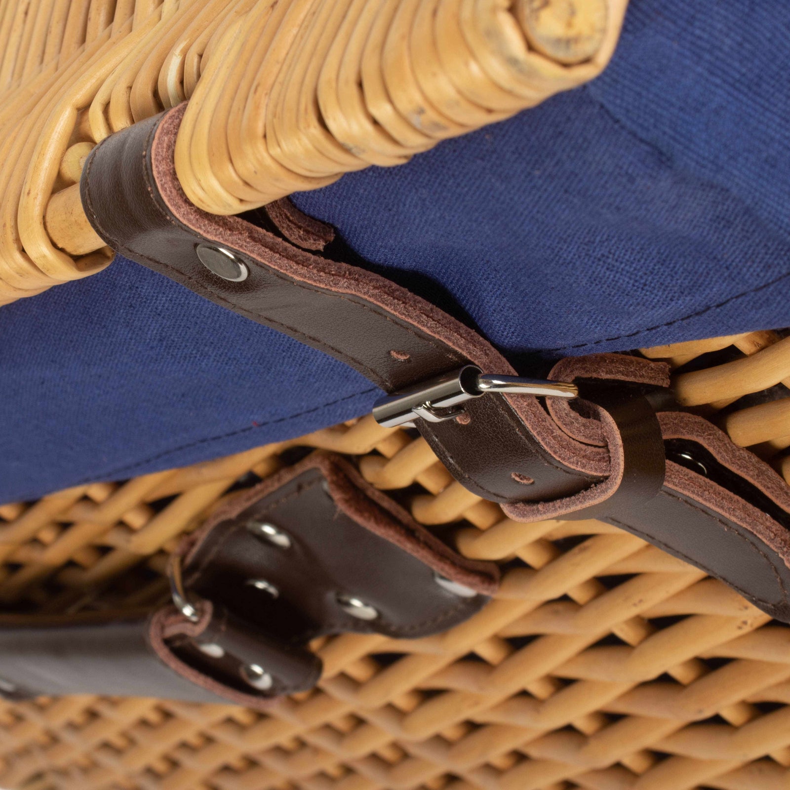 Wicker Buff 60cm Picnic Basket | Blue