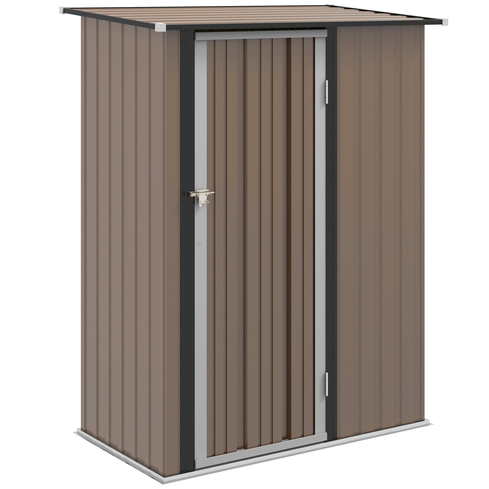 Outdoor Storage Shed Steel Garden Shed With Lockable Door | Brown
