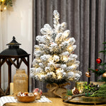 60 Cm Prelit Small Christmas Tree, Snow Flocked Tabletop Xmas Tree
