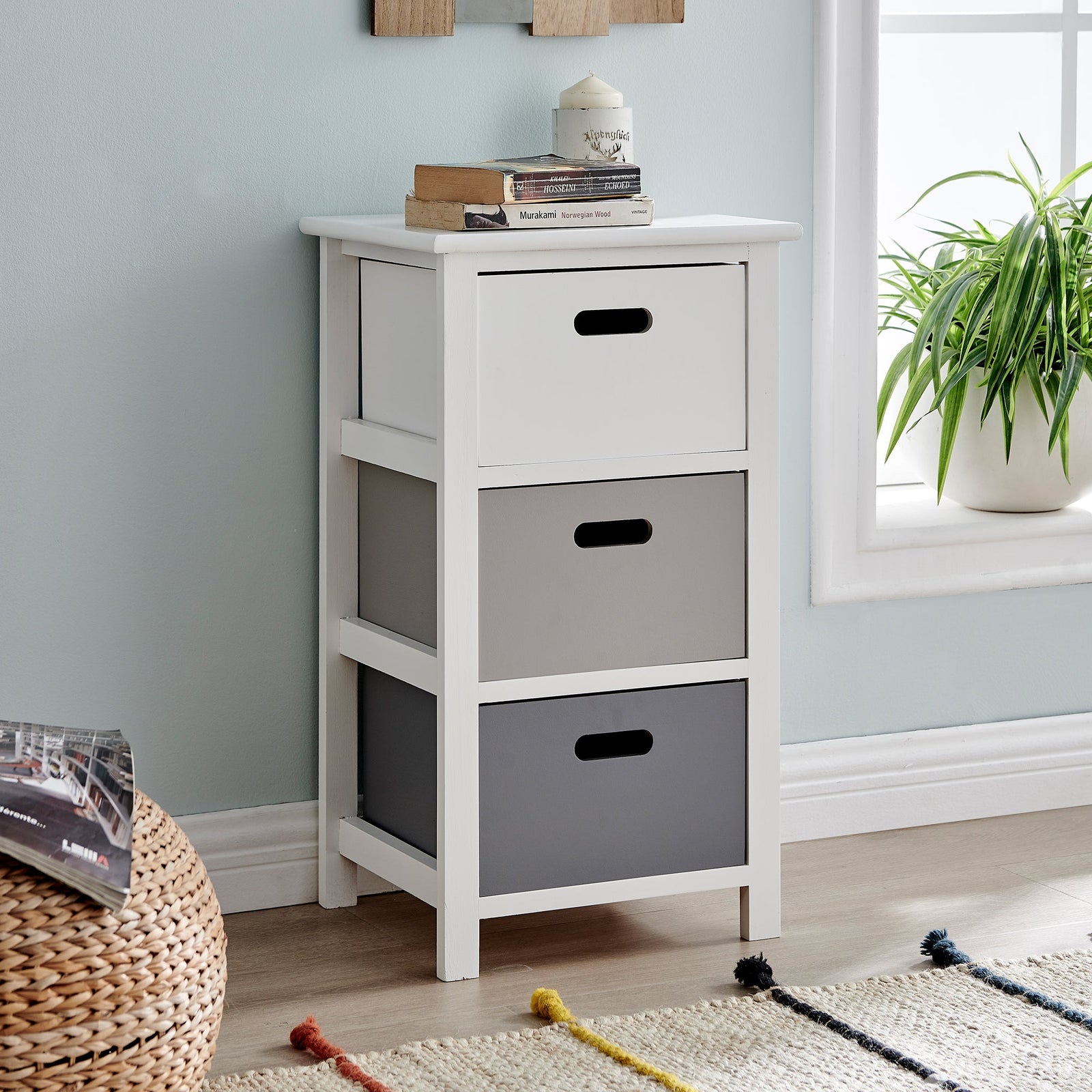 Livivo Nina 3 Drawer Storage Unit - White/grey