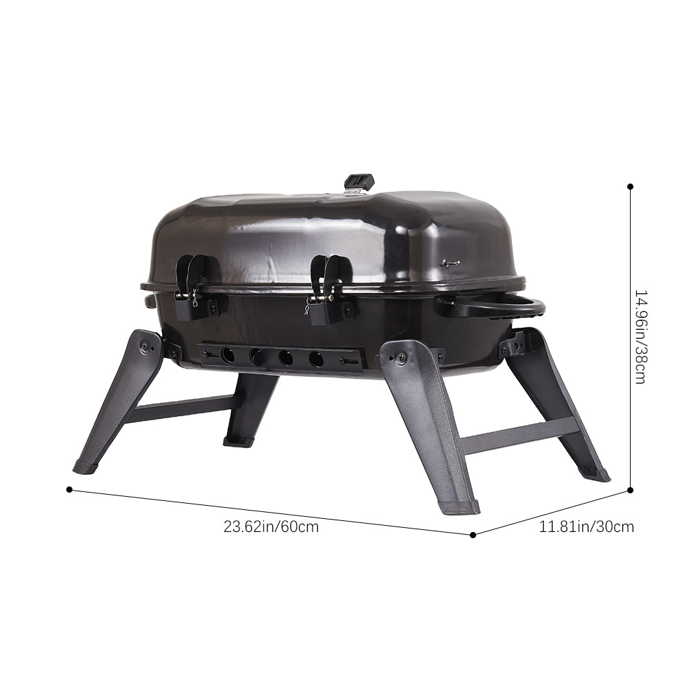 Portable Charcoal Bbq Grill – Outdoor Patio & Camping Stove With Large Cooking Area, Adjustable Charcoal Pan, Black