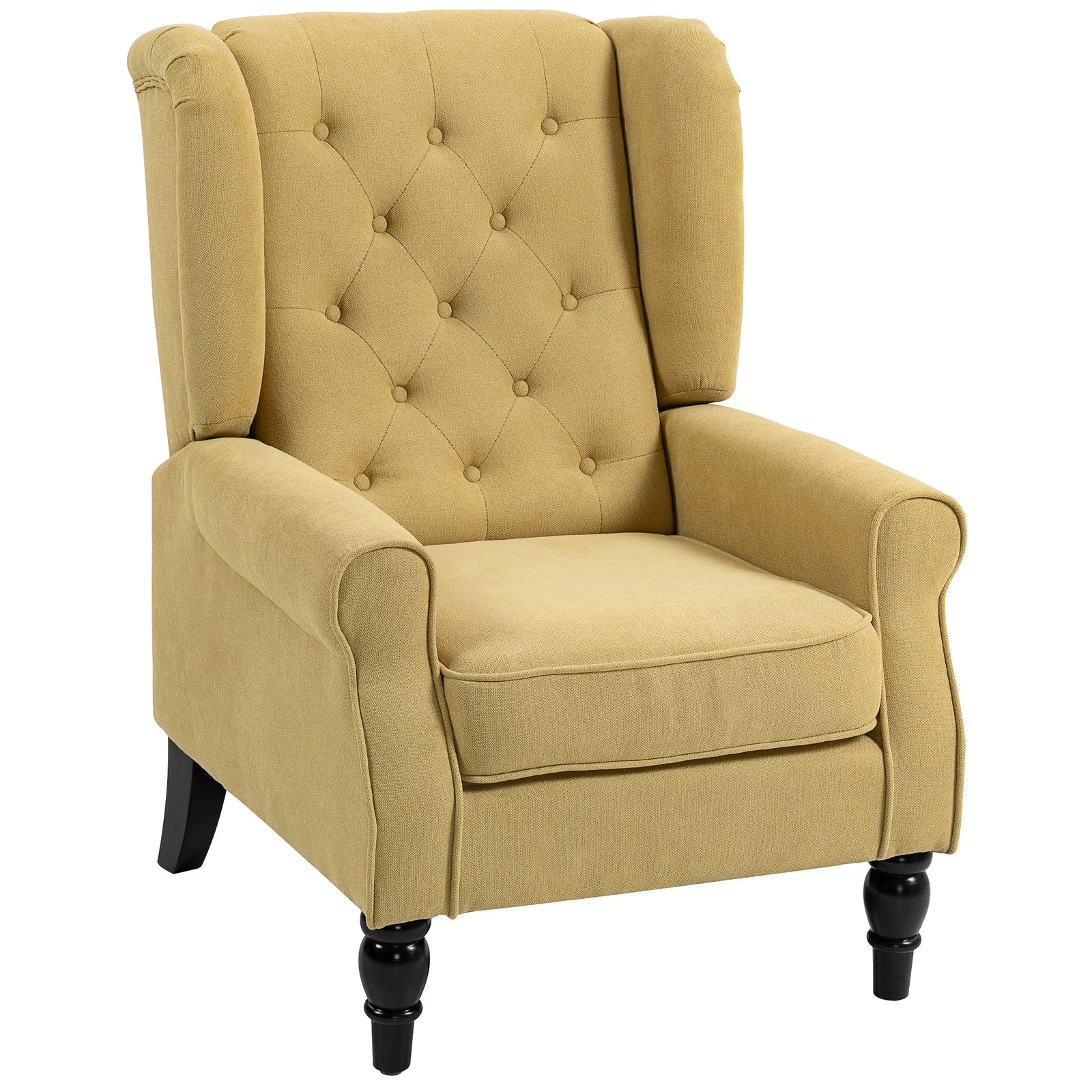 Accent Armchair Home Furniture Retro Tufted Club Wood Fabric | Yellow
