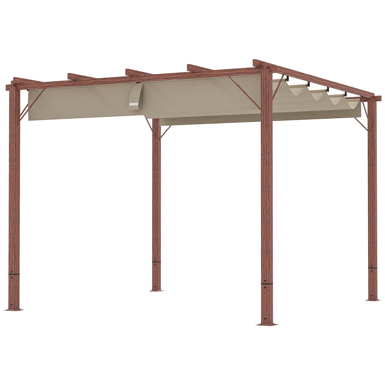 3 X 3(m) Aluminium Garden Pergola With Retractable Roof | Natural