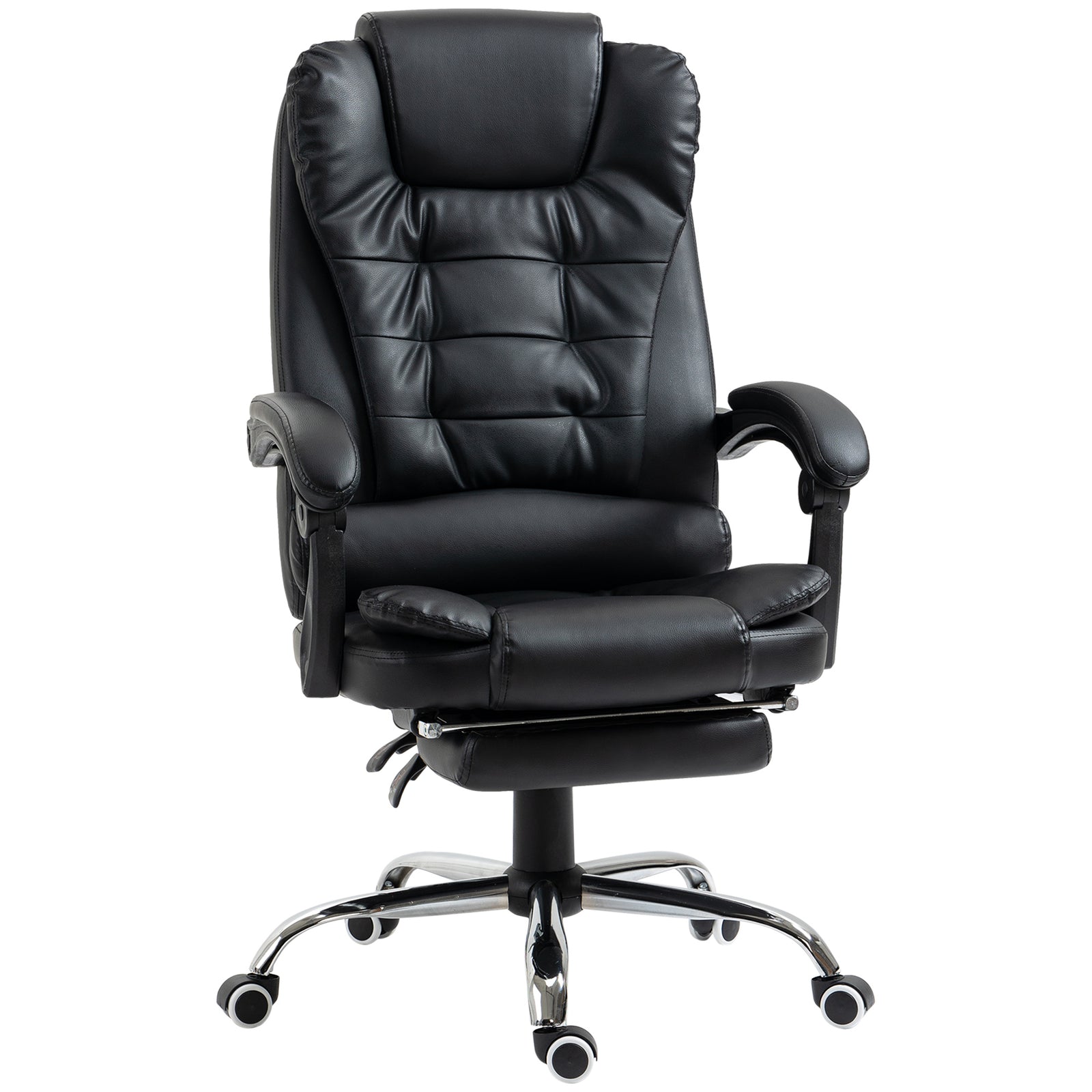 Pu Leather Executive Chair With Footrest | Black