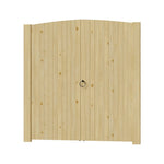 Heavy-duty Solid Spruce Wood Arched Double Door Gate With Clear Varnish Finish, Weather-resistant,hardware Kit Included – Pedestrian & Garden Use | Small