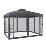 3.6 x 2.95m Outdoor Garden Gazebo with Netting, Heavy Duty Steel Patio Canopy Shelter with Ventilated Roof, Waterproof UV-Resistant Pergola Tent for Backyard