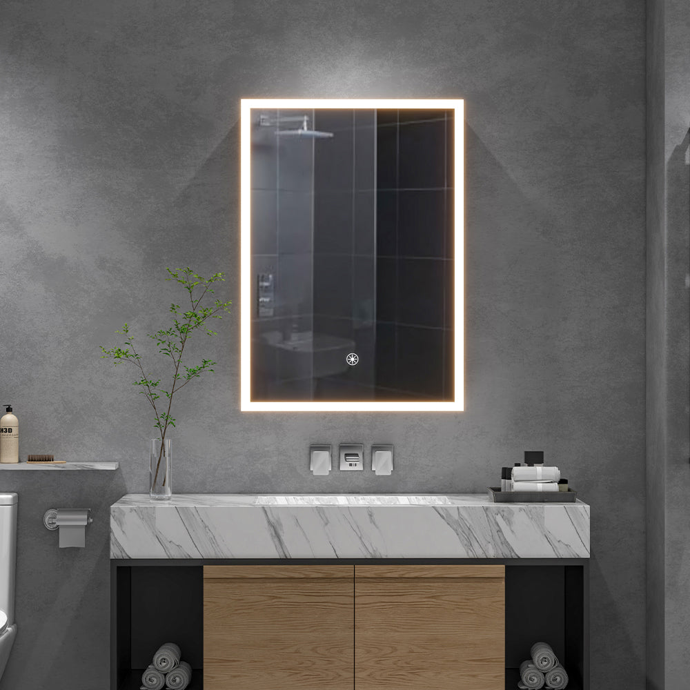 Rectangular Wall Mount Mirror Cabinet With Led Lighting