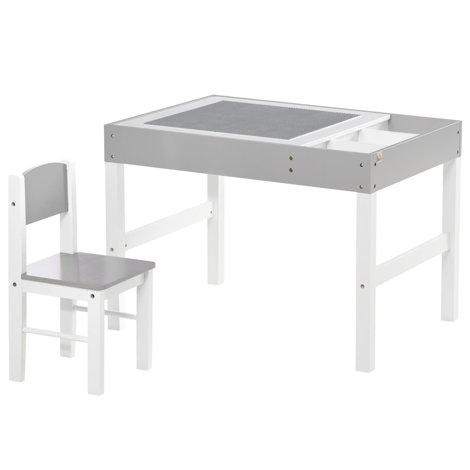 Kids Table And Chair Set 2 In 1 Activity Play Table For Bricks W/storage