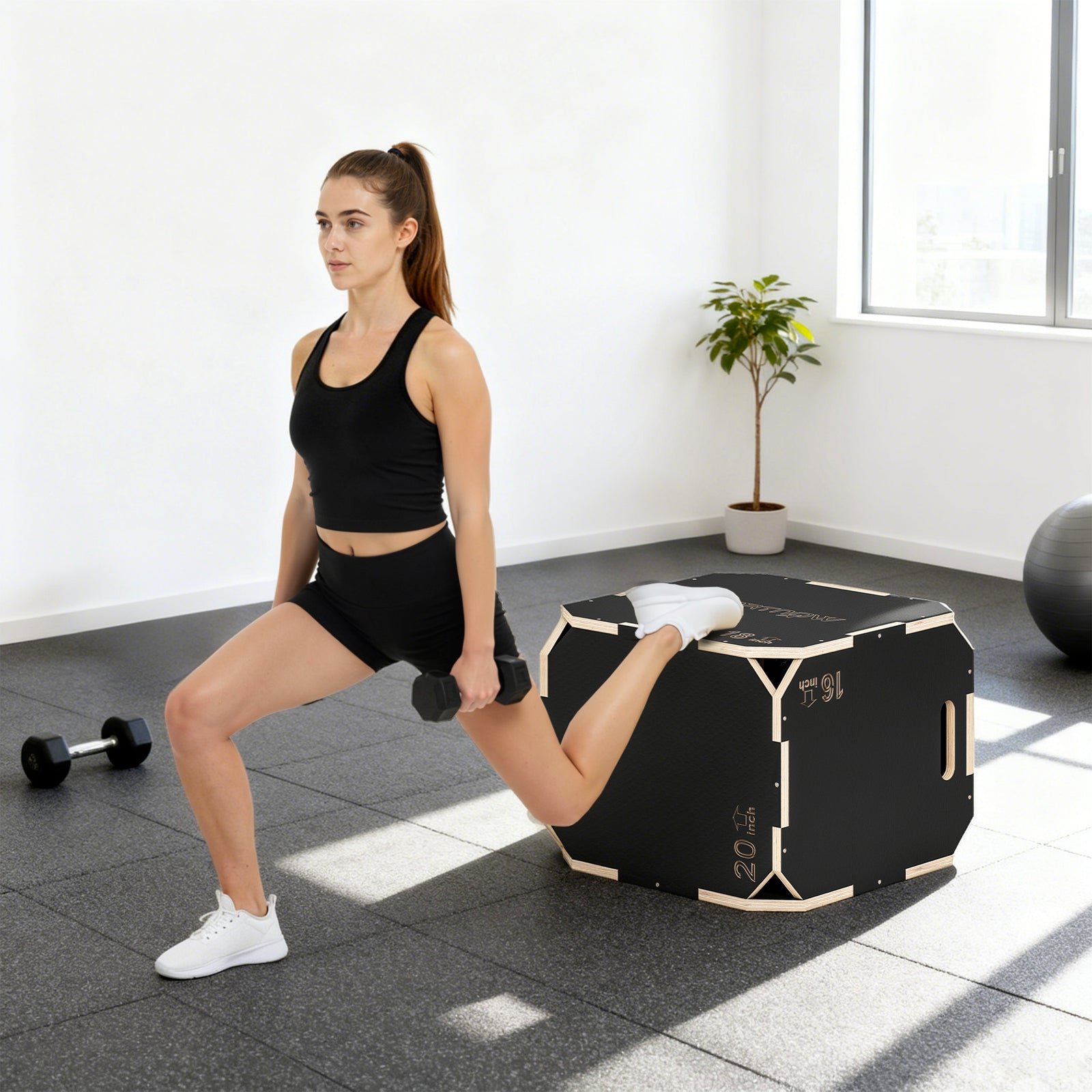 Non-slip Plyo Box, Corner-free Wooden Jump Box