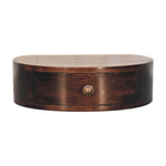 Solid Wood California Walnut Wall Mounted Rounded Bedside, Brown, 1 Drawer