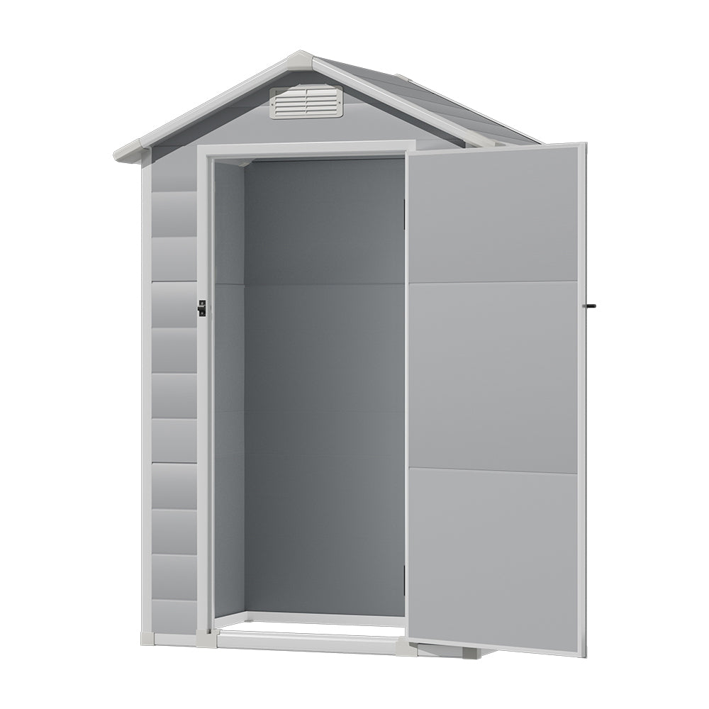 4.4x3.4ft Garden Sanctuary Garden Plastic Storage Shed With Lockable Hinged Door | Grey