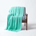 Combed Cotton Cable Knit Throw | 150cm x 200cm | Green