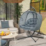 Double Hanging Swing Chair W/ Stand & Cup Holders, Grey