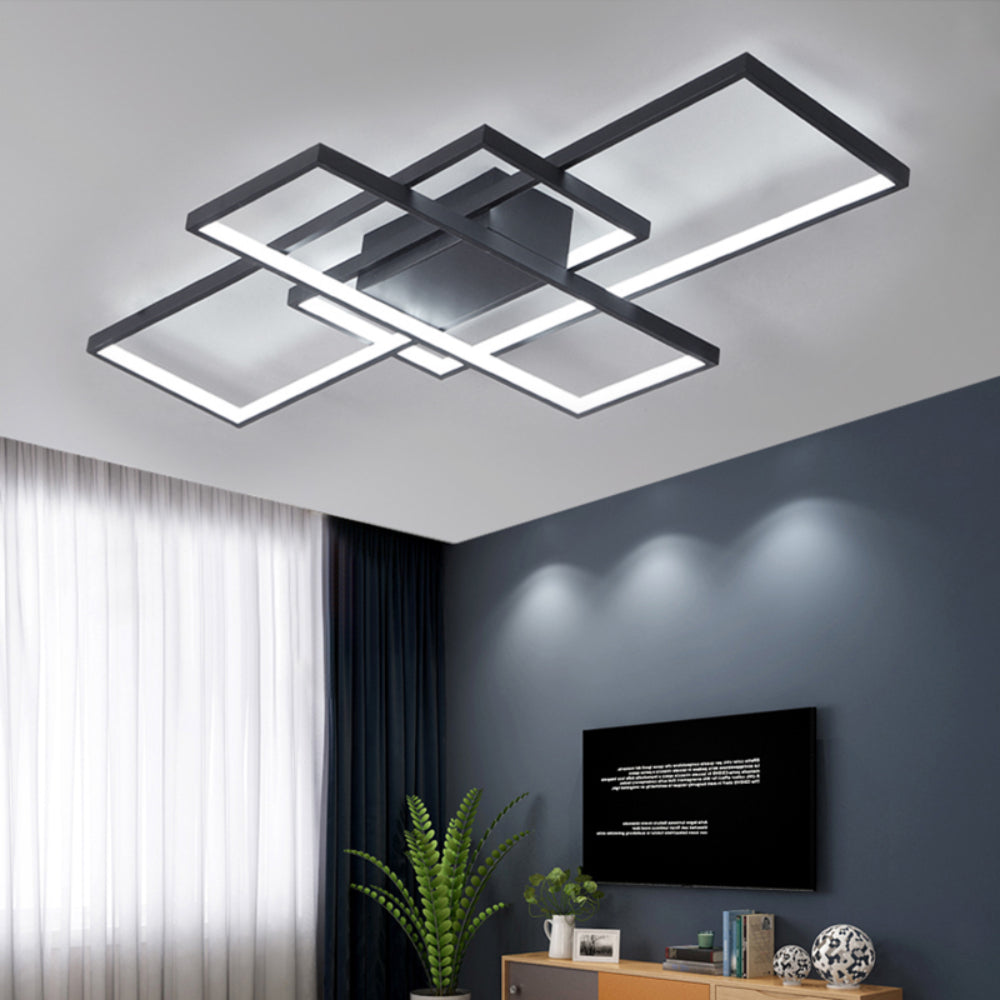 Neutral Style Rectangular Led Semi Flush Ceiling Light