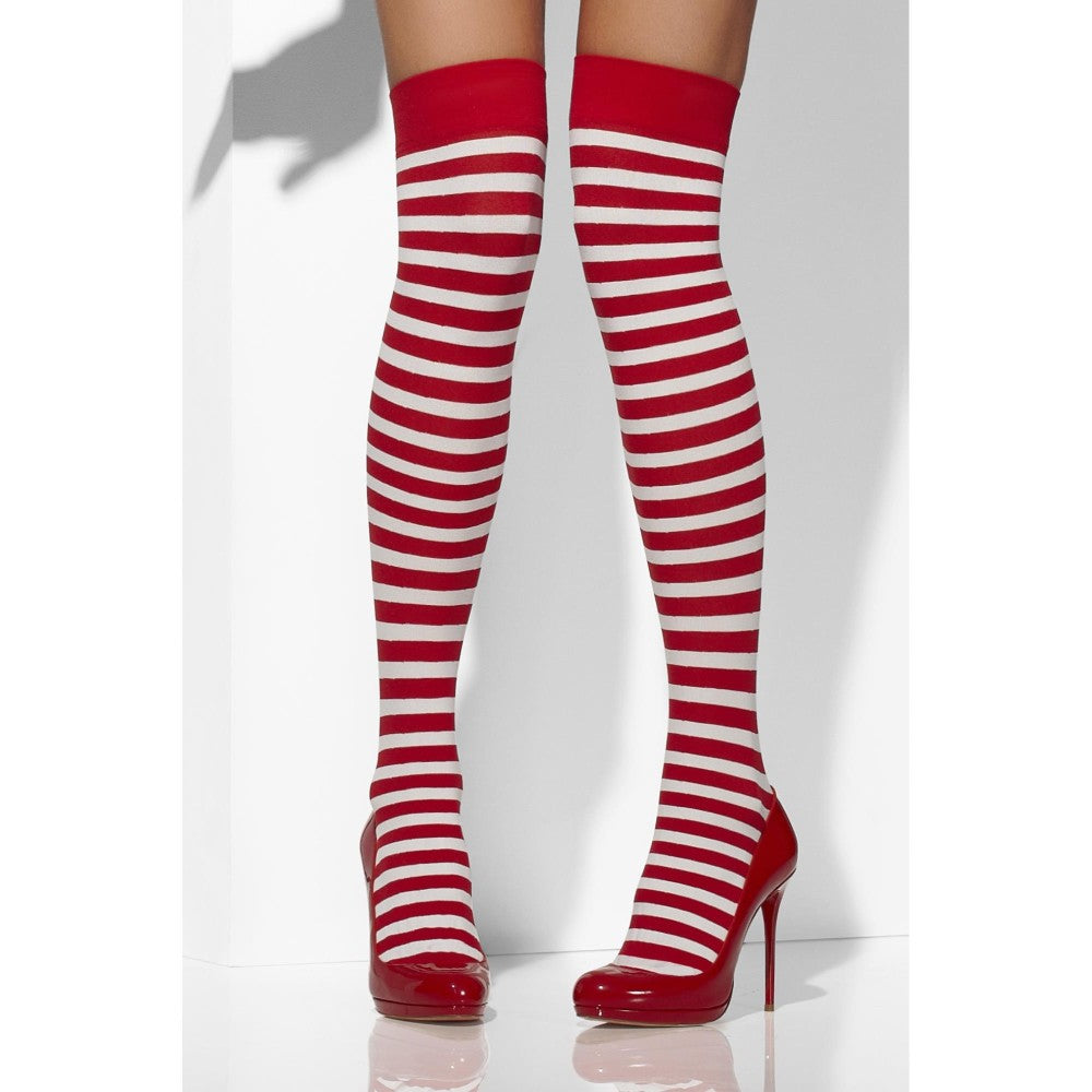 Opaque Hold-ups, Red & White, Striped
