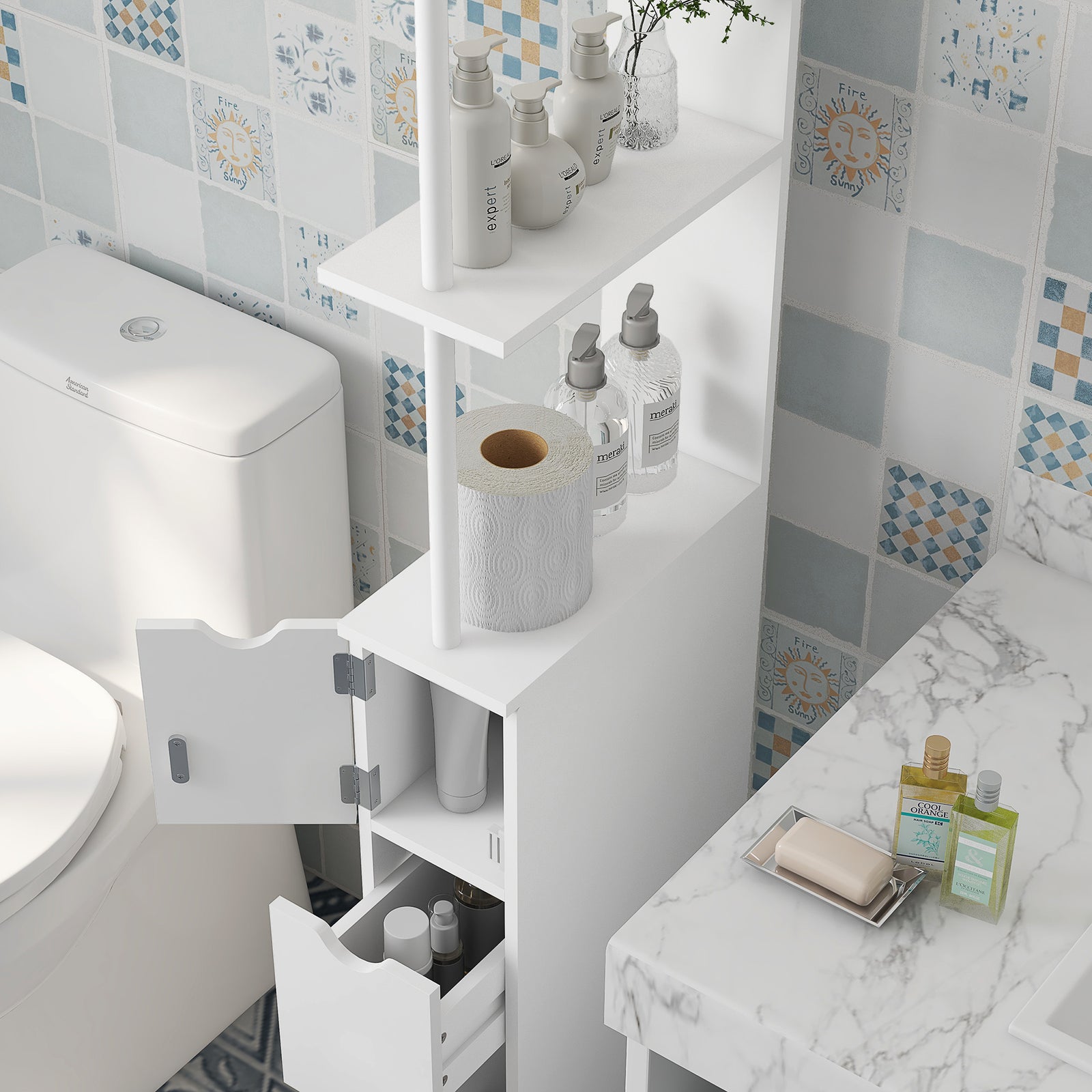 Tall Bathroom Cabinet, Bathroom Storage Cabinet W/ Shelf