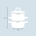 3 Tier Stainless-steel Steamer Pan | 18cm | Silver