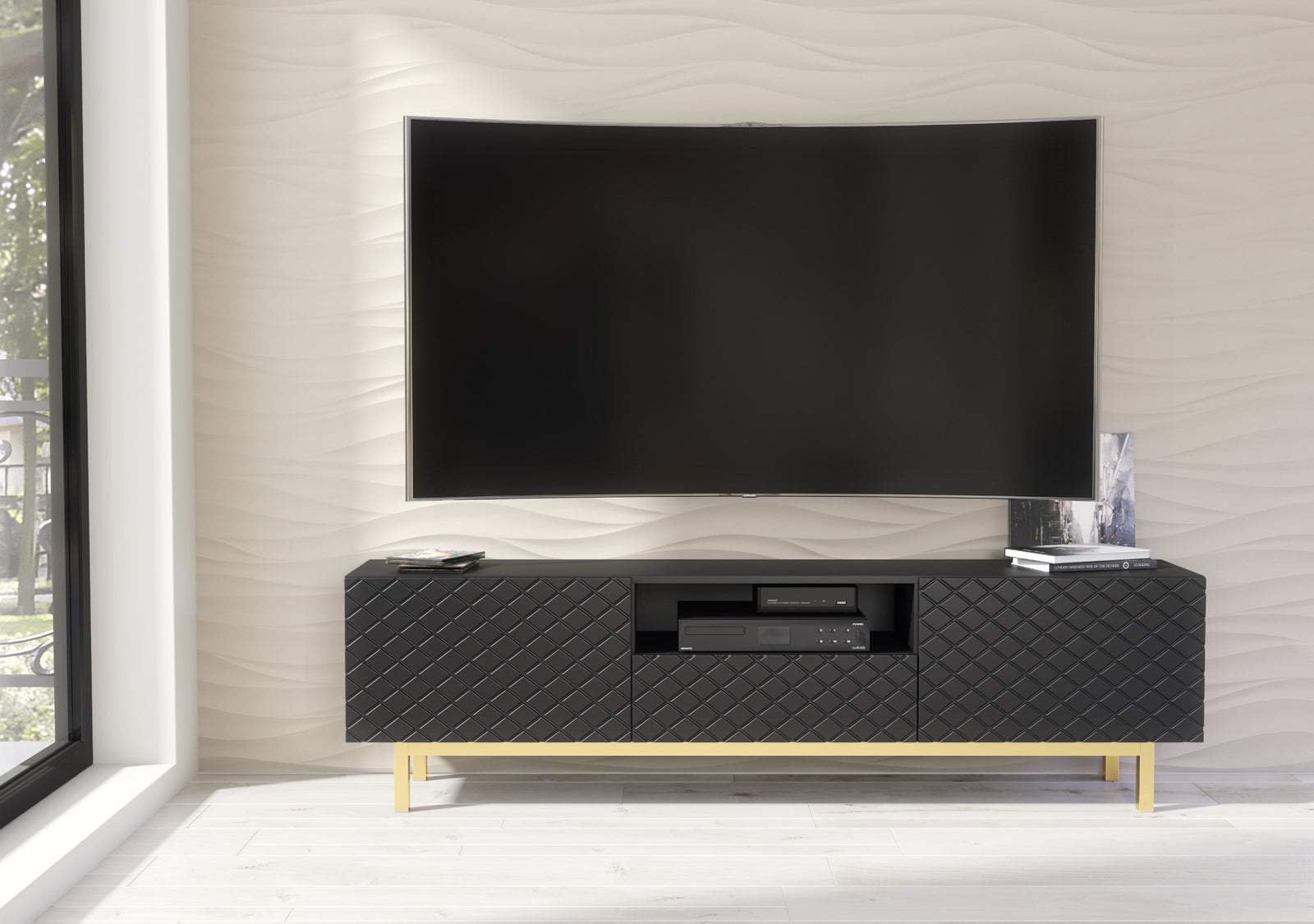 Diamond Luxe Tv Unit 180cm - Deco | Black
