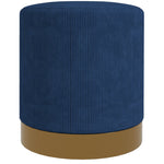 Modern Round Footstool, Fabric Upholstered Foot Rest | One Size | Blue