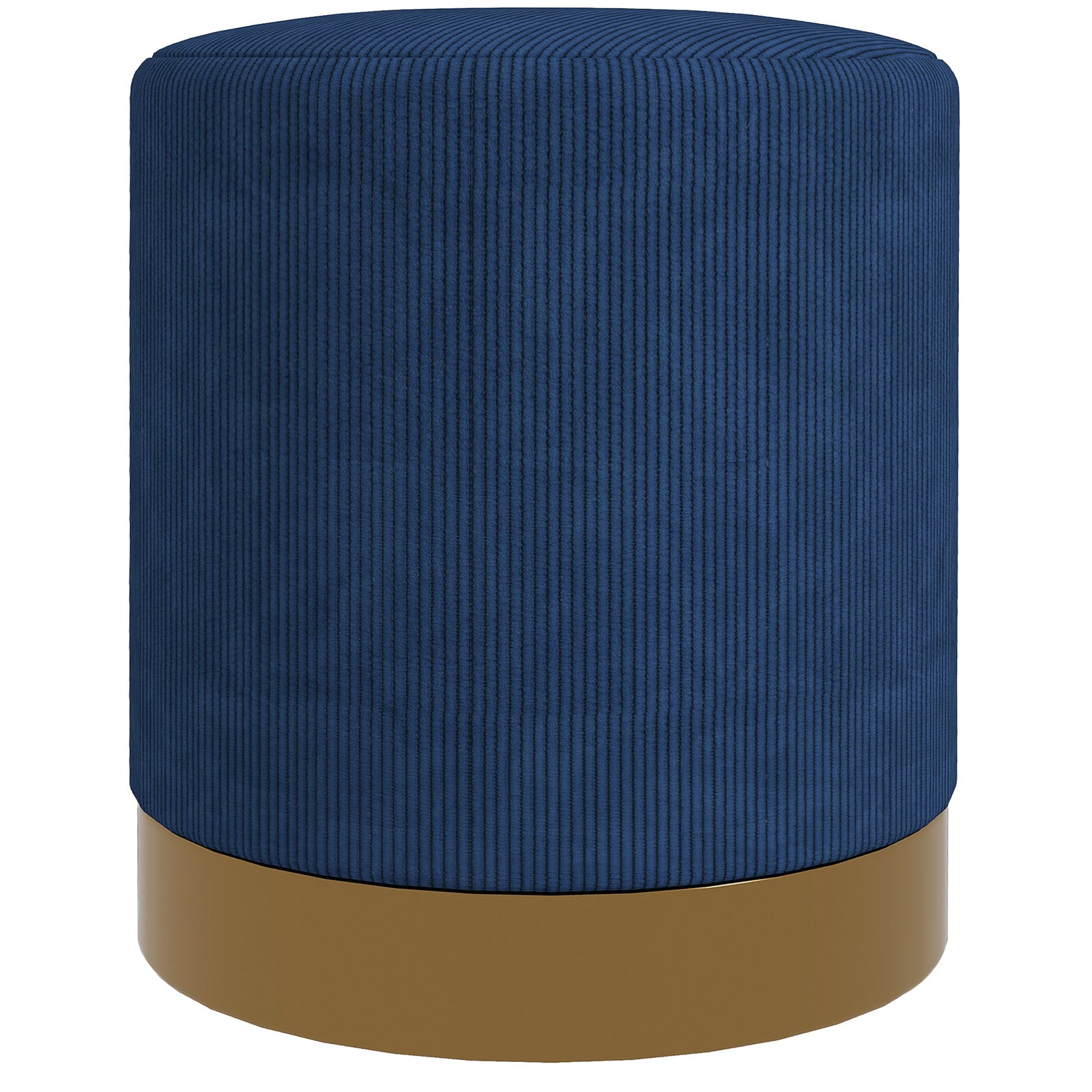 Modern Round Footstool, Fabric Upholstered Foot Rest | One Size | Blue