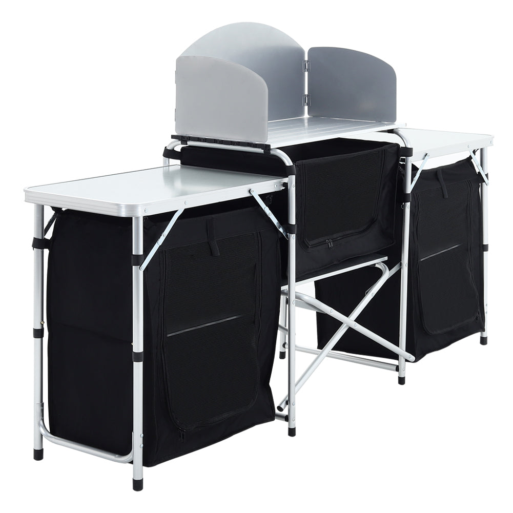Living and Home Camping Kitchen Stand Unit Storage Portable Outdoor Black