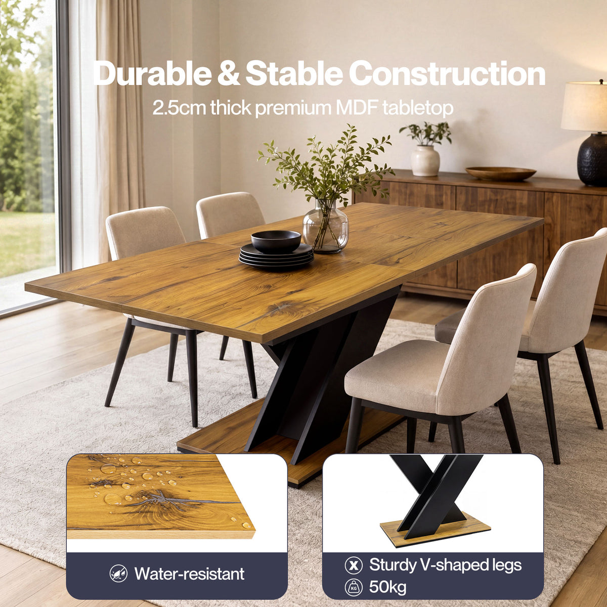 Extendable Dining Table Modern Extending Kitchen Dining Table 120-160cm
