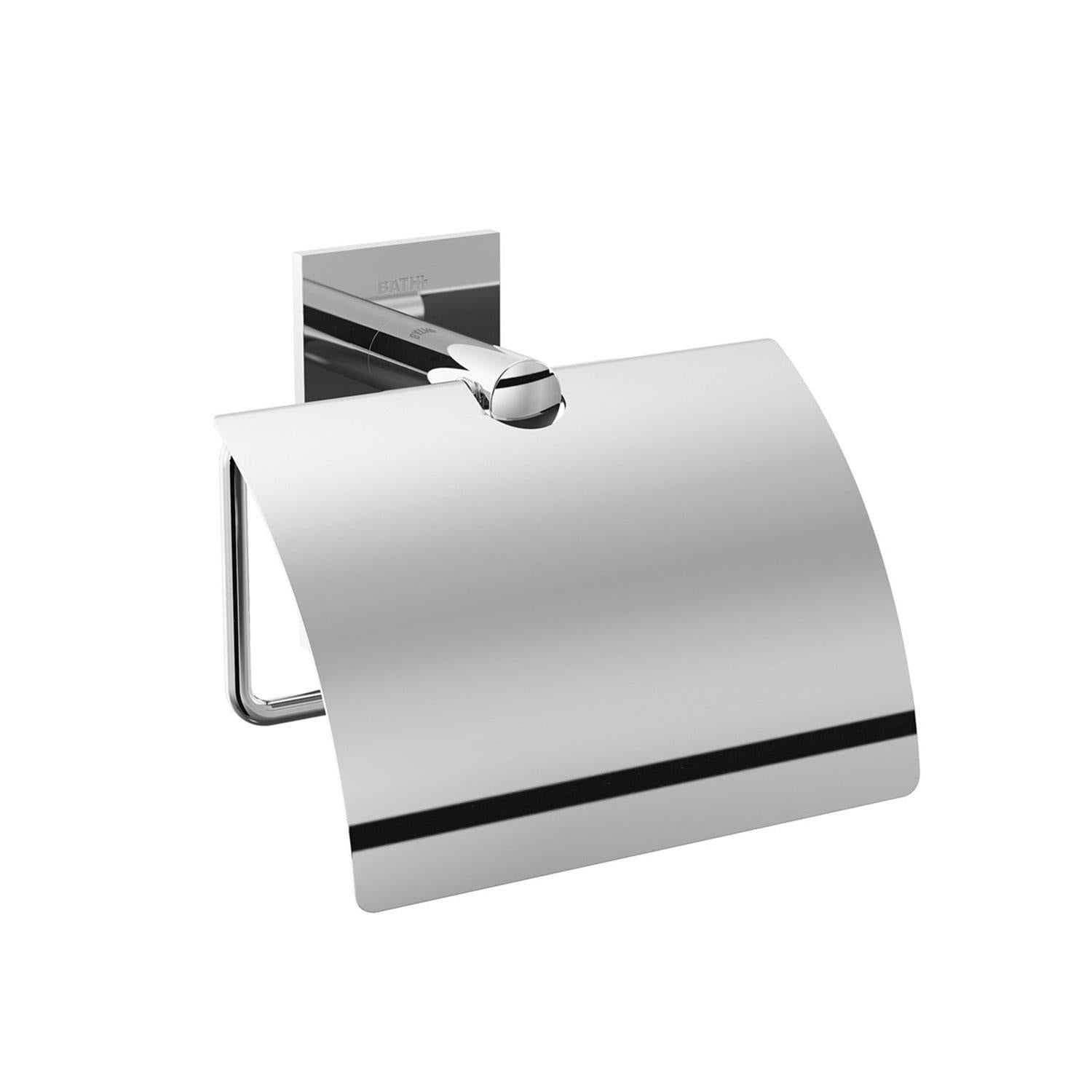 Toilet Roll Holder With Cover, Self-adhesive, Chrome, Stick Collection