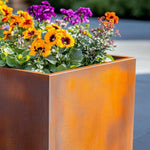 Corten Steel Tall Square Planter - Pre-rusted | 25cm x 25cm x 50cm | Brown