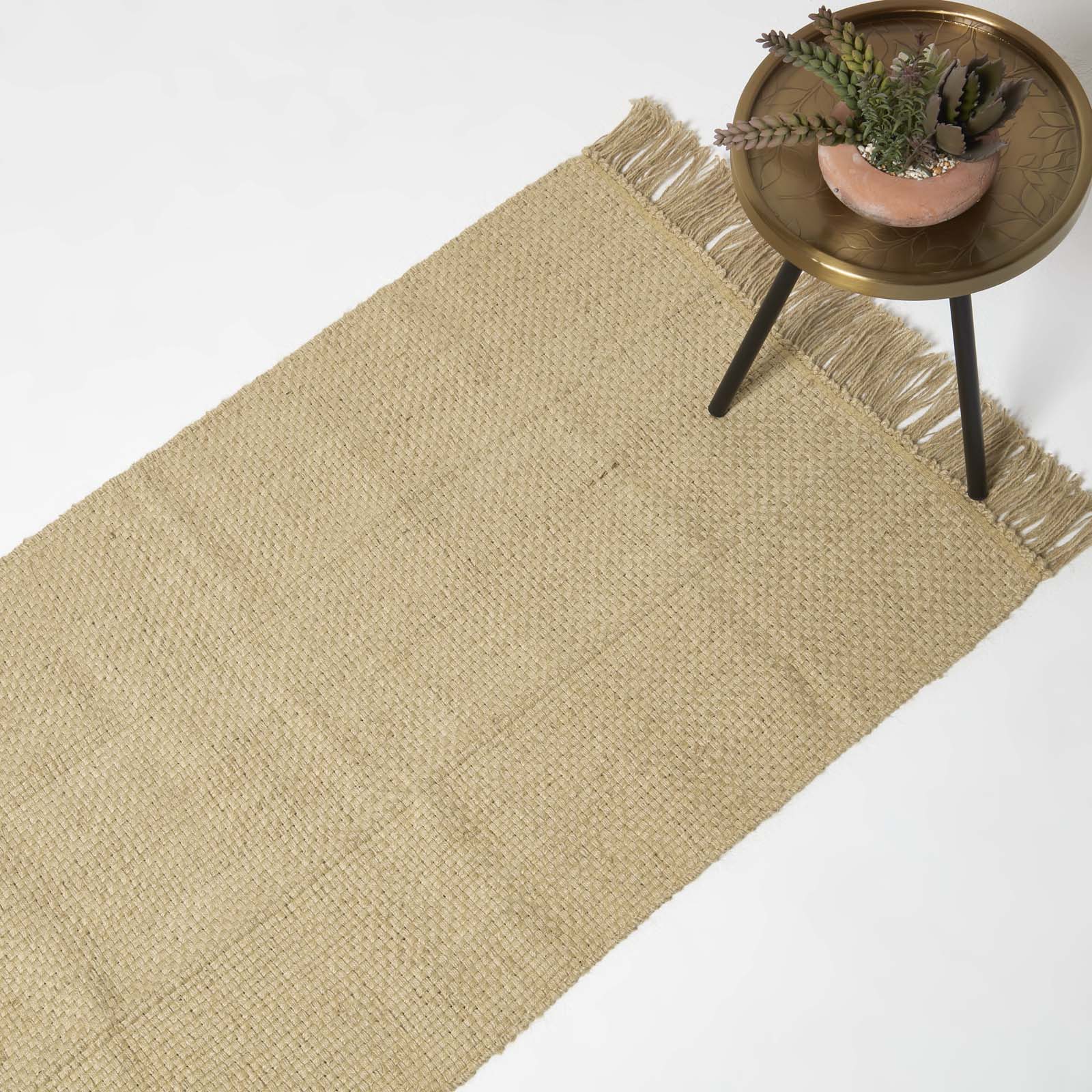 Zaphyr Natural Handwoven Jute Rug With Tassels | 120cm x 80cm | Natural