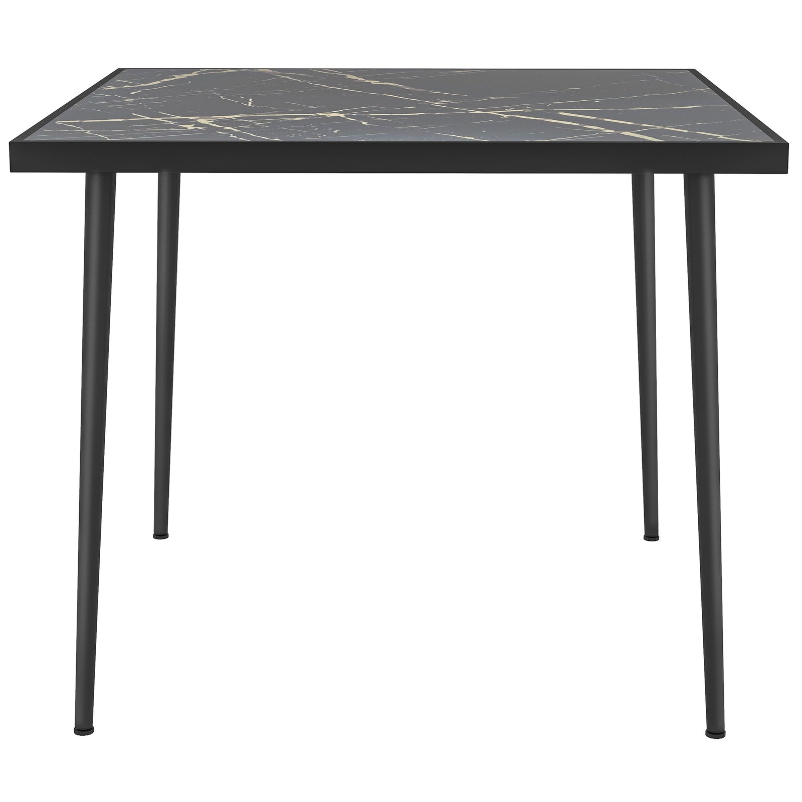 Square Outdoor Dining Table, Marble Effect Top | Black