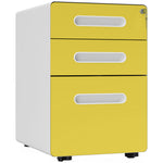 3 Drawer Modern Steel Filing Cabinet With 4 Wheels | One Size | Yellow