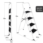 4 Step Ladder Heavy-duty Steel Folding Step Stool 150kg Capacity | White