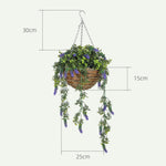 Set Of 2 Artificial Plants, Lavender Flowers In Basket