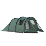 3-4 Persons Tunnel Tent, Two Room Camping Tent W/ Windows | Green