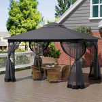 395cm X 295cm Outdoor Garden Gazebo With Ventilated Roof And Mesh Curtains,steel Frame Patio Shelter & Pa-coated Polyester Canopy For Backyard And Parties