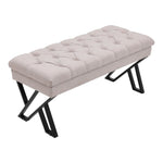 Mid Century Button Tufted Linen Upholstered Bed End Bench