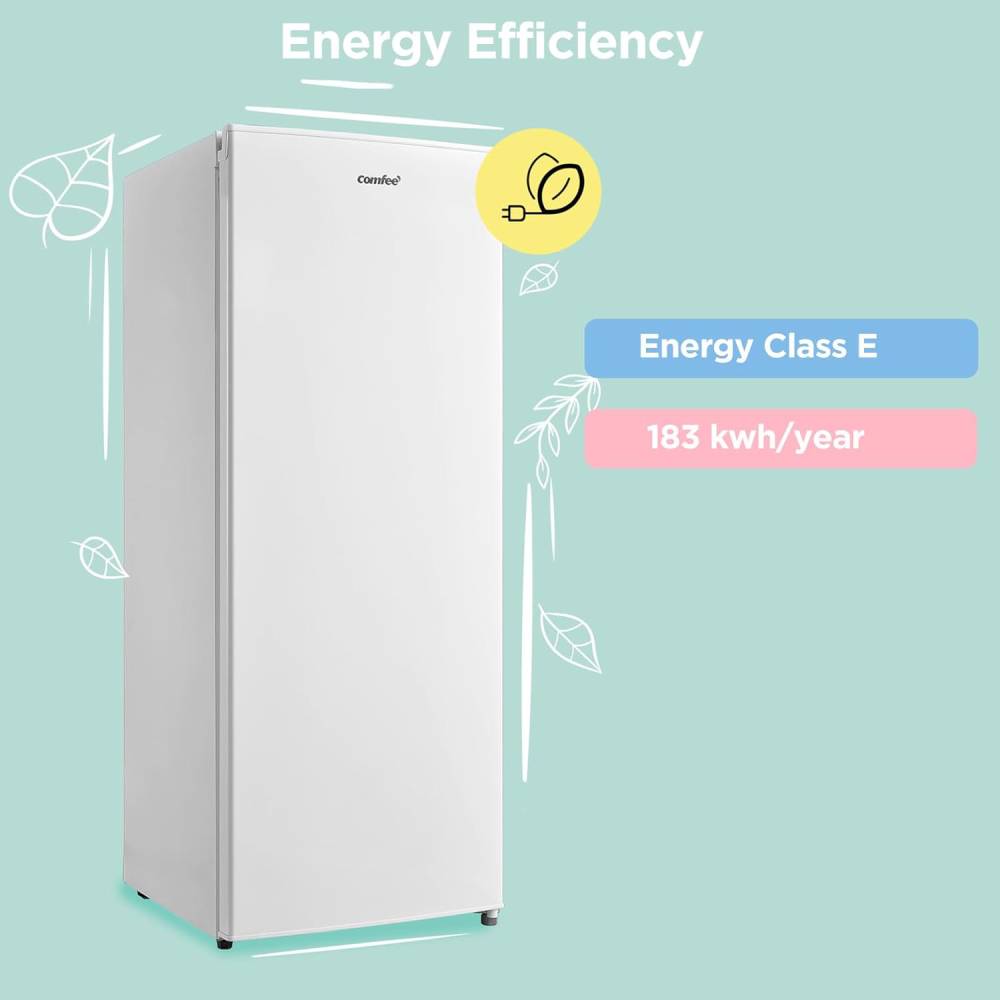 160 Litre Freestanding Upright Freezer -18°C Storage, Reversible Door