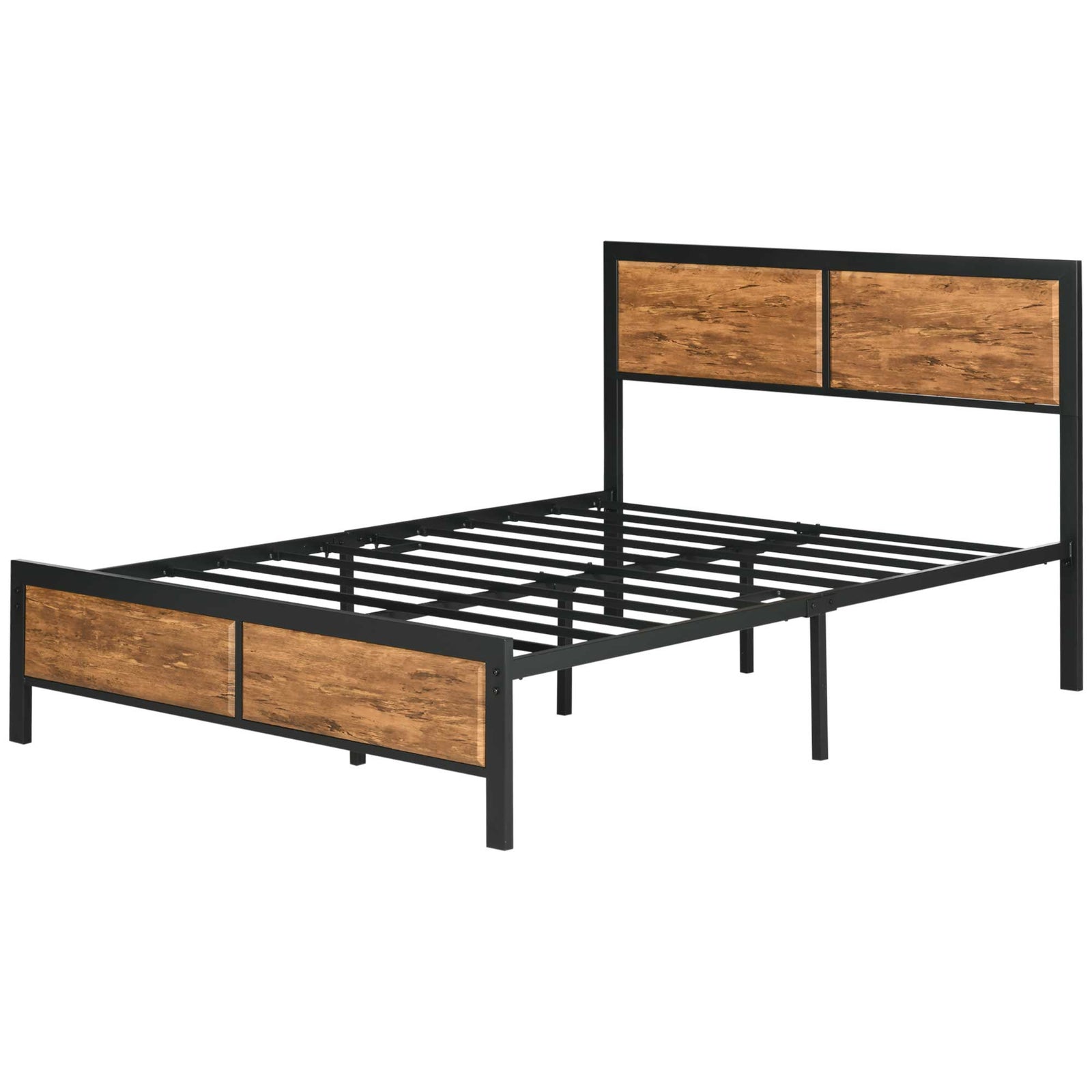 Double/king Bed Frame Steel Bed Base Headboard Rustic Brown | Double | Brown
