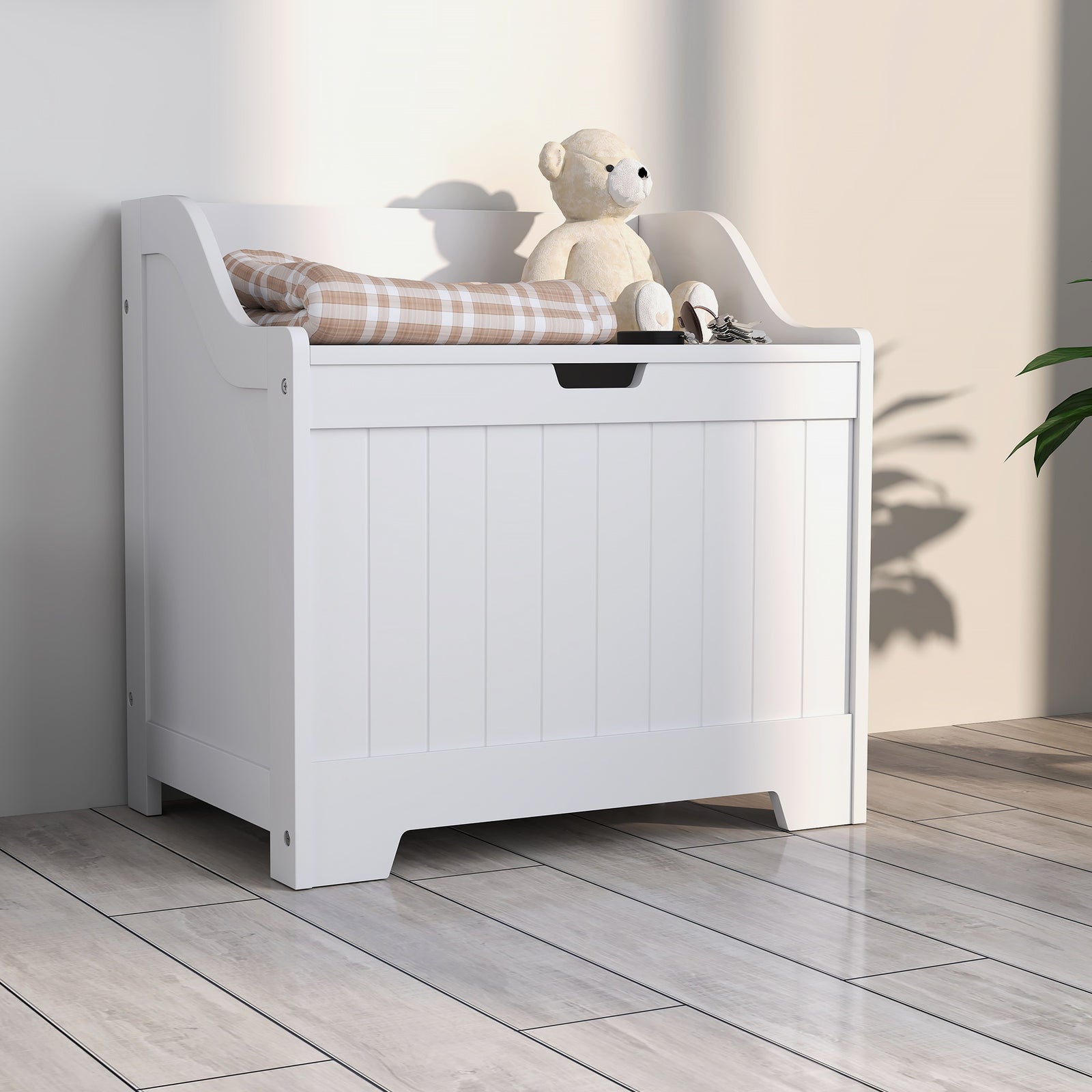 Storage Trunk With Safety Hinge For Living Room, 56.4cm | One Size | White