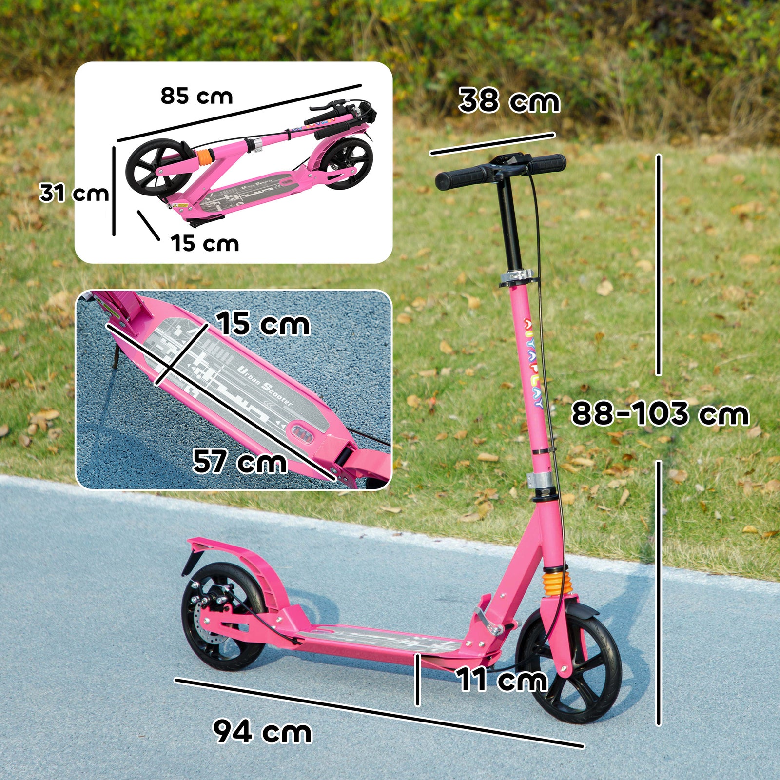 Scooter For Kids, Foldable Kick Scooter With Adjustable Handlebar | Pink
