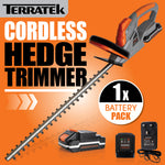 20v Cordless Hedge Trimmer Lightweight Handheld Garden Electric Hedge Li Ion 1hr Fast Charge Battery And Charger Included | 1 Battery + 1 Charger | Grey