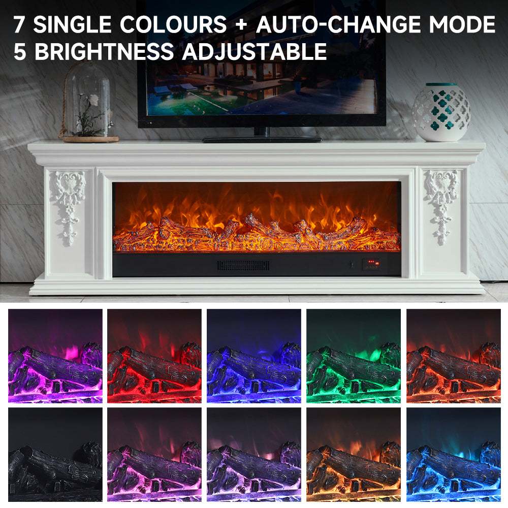 Tv Stand Electric Fireplace With 7 Led Flame Colors, Remote & Wifi Control, 750w/1500w Heater For Rooms Up To 25㎡