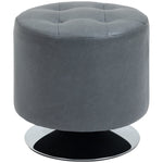 360 Degree Swivel Foot Stool Pu Ottoman W/ Thick Padding | One Size | Gray