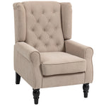 Accent Armchair Home Furniture Retro Tufted Club Wood Fabric | Beige