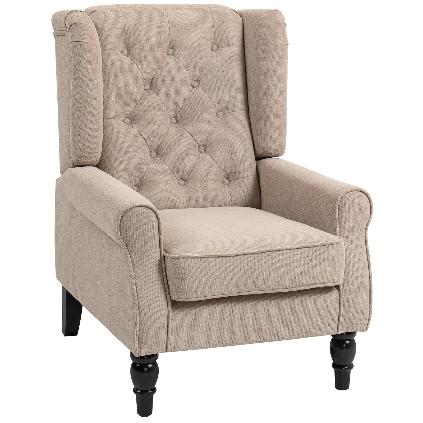 Accent Armchair Home Furniture Retro Tufted Club Wood Fabric | Beige