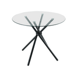 Modern New York Circle Glass Dining Table With Starburst Black Legs | Black