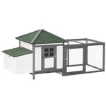 Pawhut Chicken Coop Hen Poultry House W/ Nesting Box Outdoor Run Patio Wooden | Gray