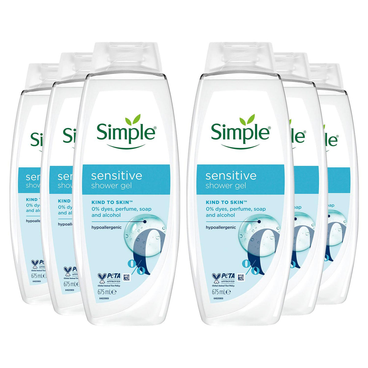 Kind To Skin Sensitive Shower Gel Body Wash W/ Hypoallergenic 675ml, 6pk | Set of 6